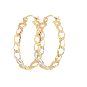 ARRACADAS TRICOLOR CON DISEÑO DE ESLABONES CALADOS