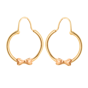 ARRACADAS CIRCULARES CON DIJE DE MOÑO EN ORO ROSA