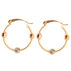 ARRACADAS DE ORO CON BALINES TRICOLOR FACETADOS