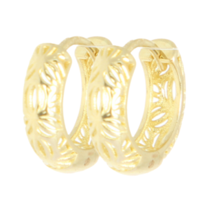 ARRACADAS HUGGIE FORMA DE HOJAS ORO 10K