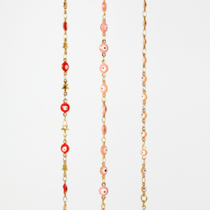 KIT 3 PULSERAS OJO TURCO ROJO Y ROSA DE ACERO INOXIDABLE