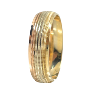 Argolla Tricolor de Oro 14K con Textura De Soga