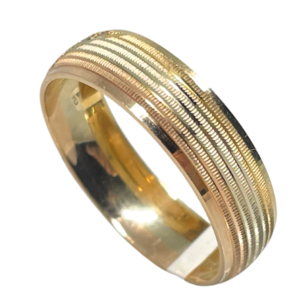 Argolla Tricolor de Oro 14K con Textura De Soga