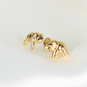 Broquel De Elefante Oro 10k Arete Infantil Con Estuche Regalo