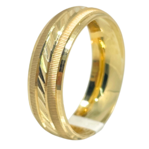 Par Argollas Triple Textura en Oro 14K