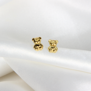 Broquel De Oso  Oro 10k Arete Infantil Estuche de Regalo