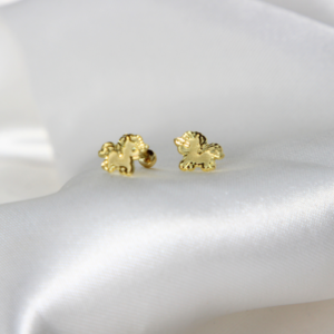 Broquel De Unicornio Oro 10k Arete Infantil Estuche De Regalo