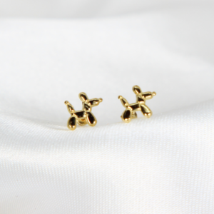 Broquel De Perro Globo Oro 10k Arete Infantil Estuche De Regalo