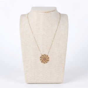 Gargantilla de Mandala con Circonias Negras y Azul Oro 10K