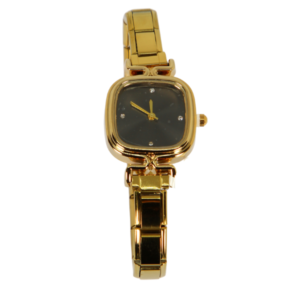 Reloj Vintage Cuadrado Fondo Negro de Acero Inoxidable
