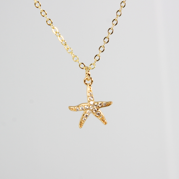 Collar Capas Laminado de Oro Corazones y Estrella de Mar 3 36
