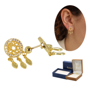 Aretes De Atrapasueños Con Circonias Y Broche De Bolita