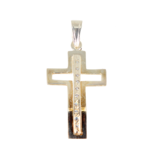 Dije Cruz Curva con Circonia Plata Regalo Papá