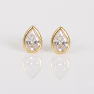 Broquel | Arete Gota Circonia Blanca para Mujer