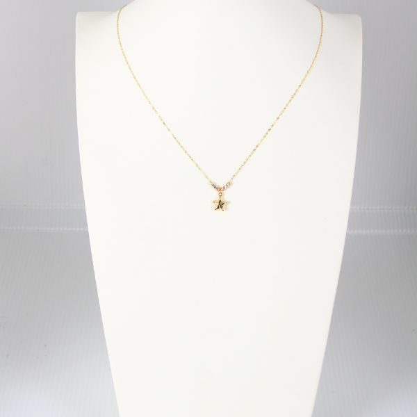 Gargantilla de Oro 10k Aros 3 Colores con Dije Estrella Estuche De Regalo 2 2