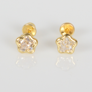Broquel | Arete de Flor con Circonia Mini para Mujer