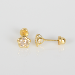 Broquel | Arete de Flor con Circonia Mini para Mujer