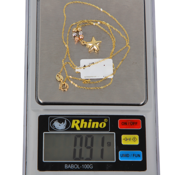 Gargantilla de Oro 10k Aros 3 Colores con Dije Estrella Estuche De Regalo 4 4