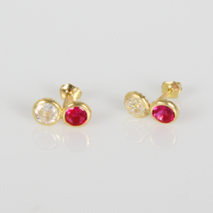 Broquel | Arete Bolitas Bicolor con Circonias para Mujer