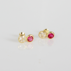 Broquel | Arete Bolitas Bicolor con Circonias para Mujer