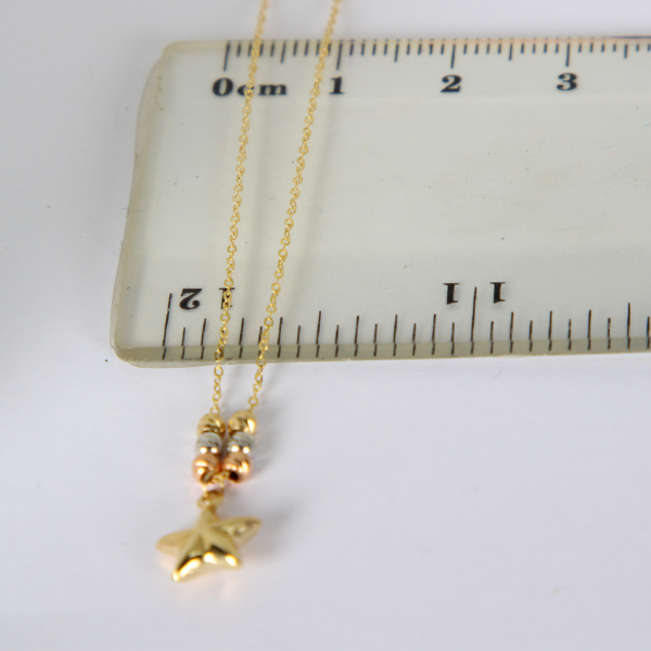 Gargantilla de Oro 10k Aros 3 Colores con Dije Estrella Estuche De Regalo 7 7