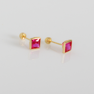 Broquel | Arete Cuadros Circonia Bugambilia para Mujer y Bebé