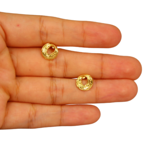 Broqueles Dorados Pegados Forma Orgánica Textura Minimalista